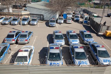 Moscow - April 11: police station, traffic police cars, Moscow, April 11, 2014 clipart