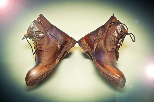 Fashion lederen schoenen bruin vintage stijl. — Stockfoto