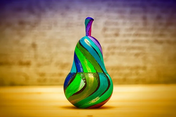 Ornamental pear-matryoshka wooden, hand-painted. Modern art, handmade — Stock Photo, Image
