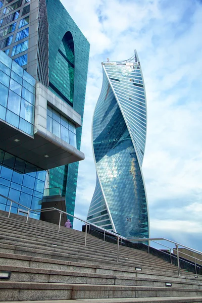 Moscow - march 9: Skyscrapers of Moscow International Business Center against blue sky. Russia, Moscow, march 9, 2015 — Stock Photo, Image