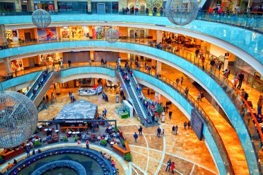 Moskova - 9 Mart: İş Merkezi Moskova şehir karmaşık Afimall City alışveriş yer alır. Rusya, Moskova, 9 Mart 2015