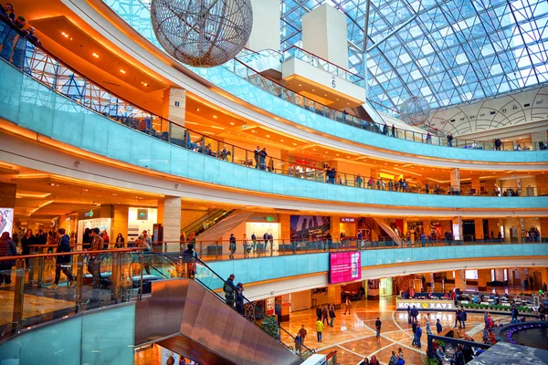 Moscow - march 9: Shopping center Afimall City. Room tower business center Moscow City. Russia, Moscow, march 9, 2015 — Stock Photo, Image