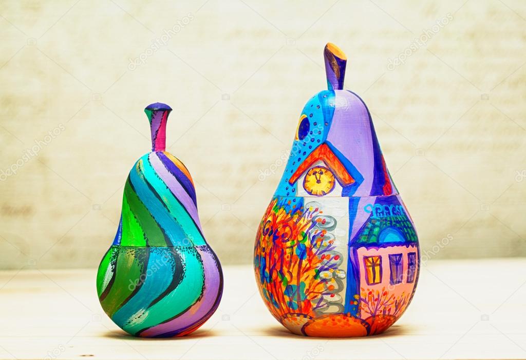 Decorative colorful pears