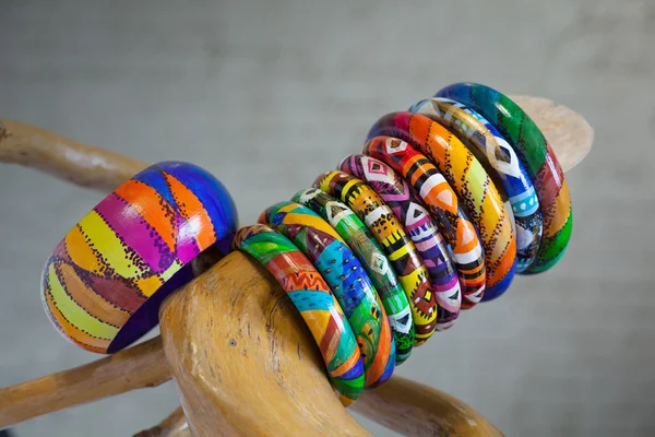 Massor Färgglada Armband Trä Handmålade Stil Med Latinamerika — Stockfoto