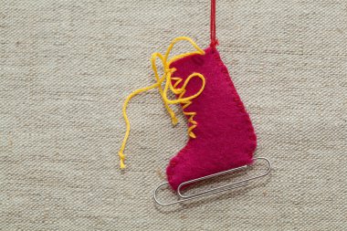 Yün ve keçe, el yapımı yapılmış yaratıcı kış paten