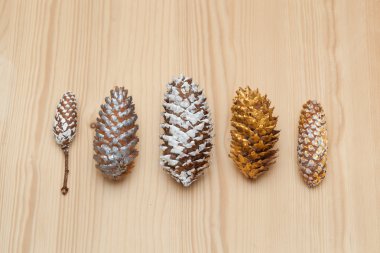 Christmas holiday pine cones painted colors clipart