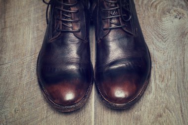 kaliteli İtalyan Ayakkabı portre. Stilize vintage tarzı