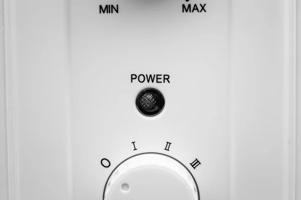 Botão de controle de energia. Ajustar do mínimo para o máximo — Fotografia de Stock