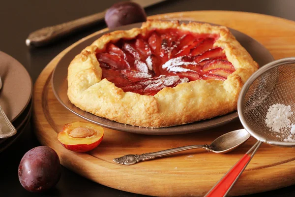 Fresh homemade plum galette — Stock Photo, Image