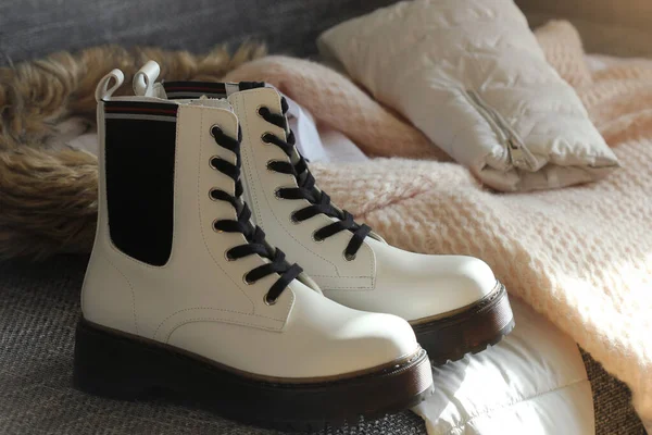 Outono Roupa Feminina Inverno Conjunto Roupas Sapatos Acessórios Sobre Fundo — Fotografia de Stock