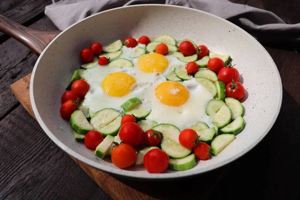 Пізно Смажені Яйця Овочами Шакшука Арабська Кухня Кошер — стокове фото