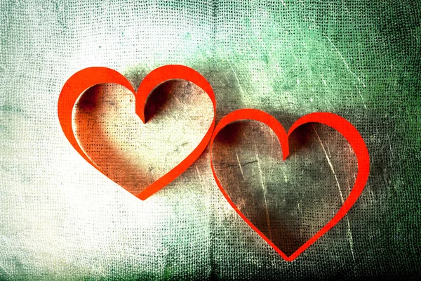 Two red Hearts on grunge background — Stock Photo, Image