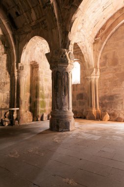  Interior in a medieval Armenian monastery. Hall,columns and arches in Haghpat monastery. clipart