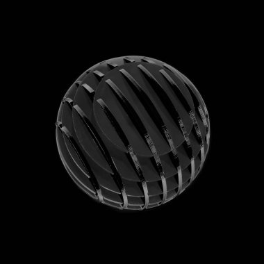 Siyah arkaplanda izole edilmiş çizgileri olan gelecekçi soyut Sphare