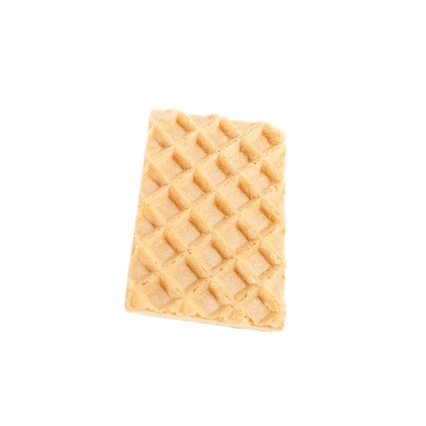 Dünne knusprige leckere Waffel isoliert über weißem Hintergrund — Stockfoto