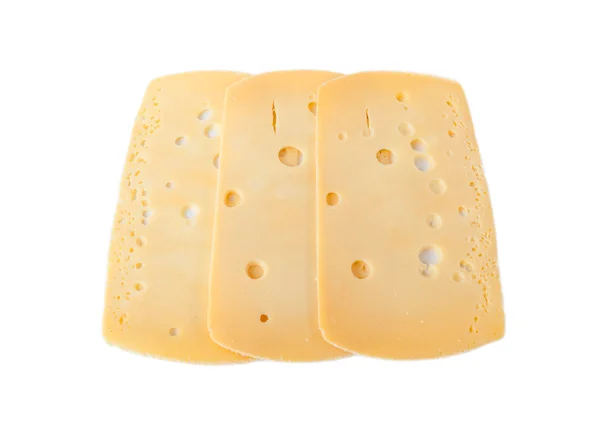 Uma fatia de queijo holandês isolado sobre fundo branco — Fotografia de Stock