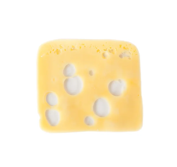 La rebanada de queso suizo aislado sobre fondo blanco — Foto de Stock