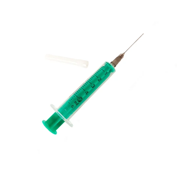 Seringa médica para injeção isolada em branco — Fotografia de Stock