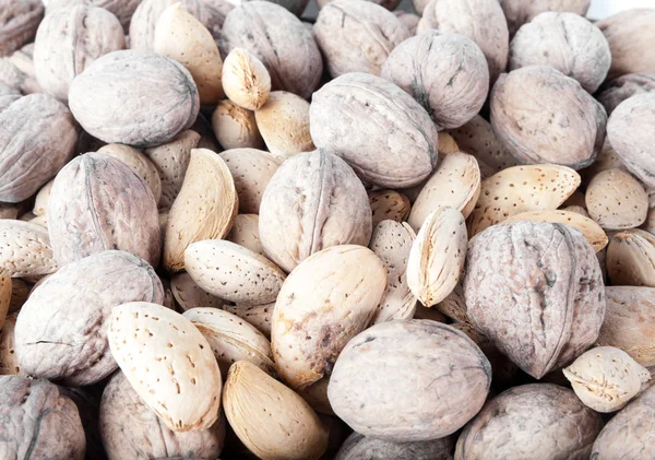 Unpeeled Nuts and almonds — Stock Photo, Image