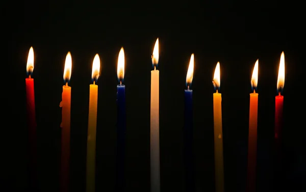 Velas Chanukah em uma fileira — Fotografia de Stock