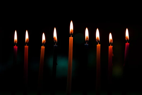 Chanuka svíčky v řadě Stock Obrázky