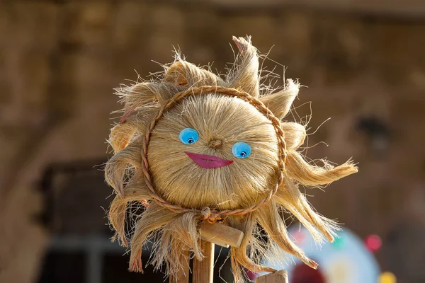 Portrait of a smiling scarecrow — Stock Photo, Image