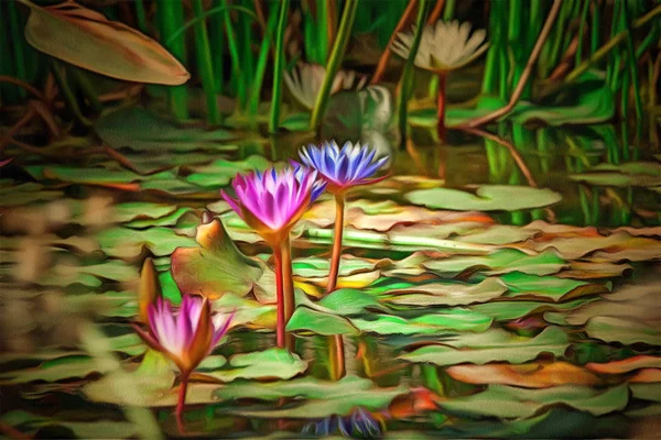 Piękna fioletowa Lilie wodne — Zdjęcie stockowe