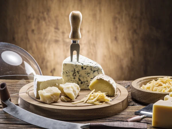 Variedade de queijos. Estilos vintage . — Fotografia de Stock