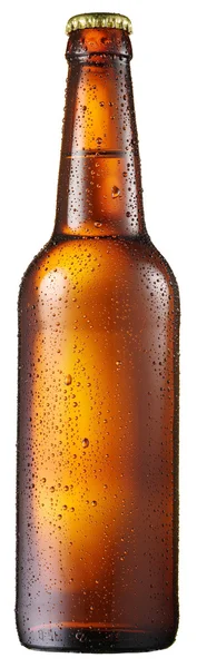 Kall flaska öl med kondenserat vatten droppar på det. — Stockfoto