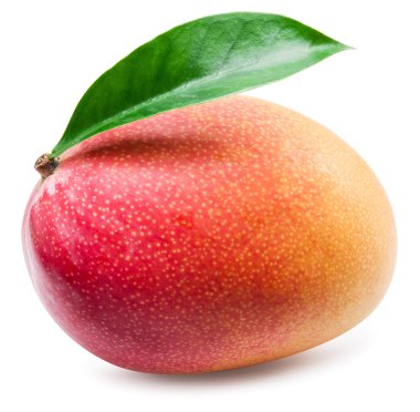 Mango meyve beyaz arka plan üzerinde izole yaprak ile.