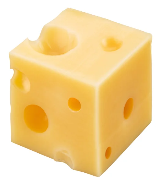 Kub av schweizisk ost. — Stockfoto