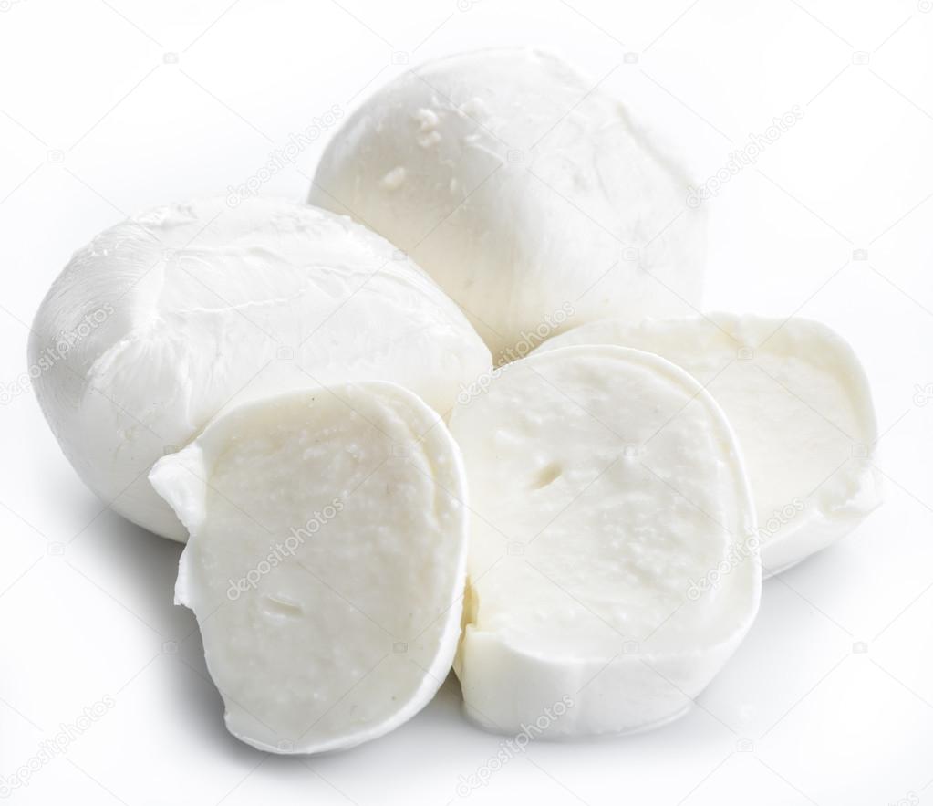 Mozzarella on the white background.