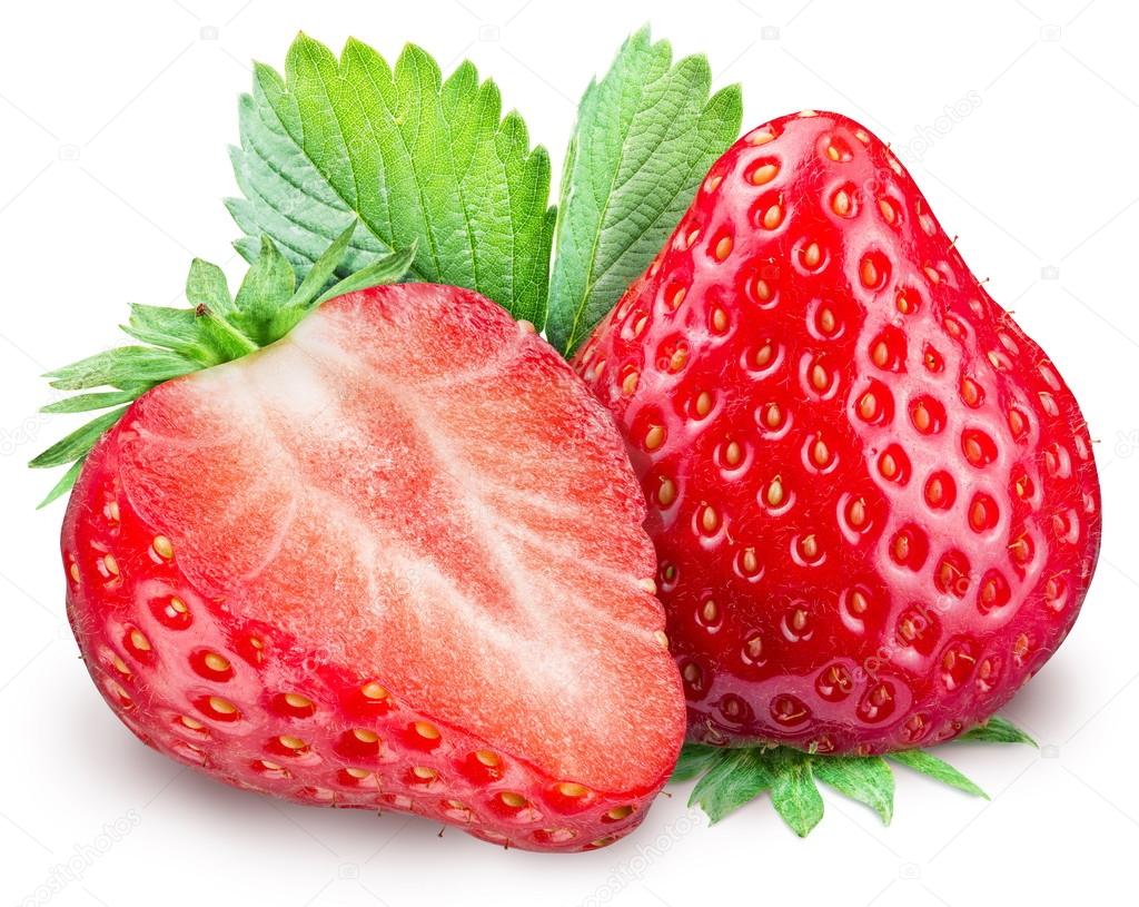 Strawberries on the white background.