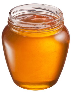 Açılan cam bal dolu. 