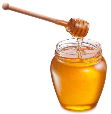 Cam kavanozun içine akan tatlım. Dosyada, kırpma yolları. 