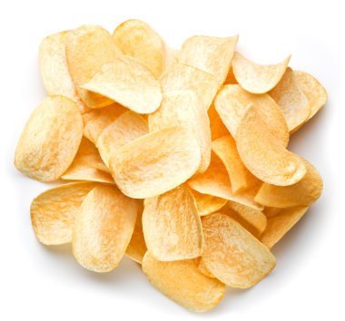 Patates cipsi izole edilmiş beyaz arkaplan.