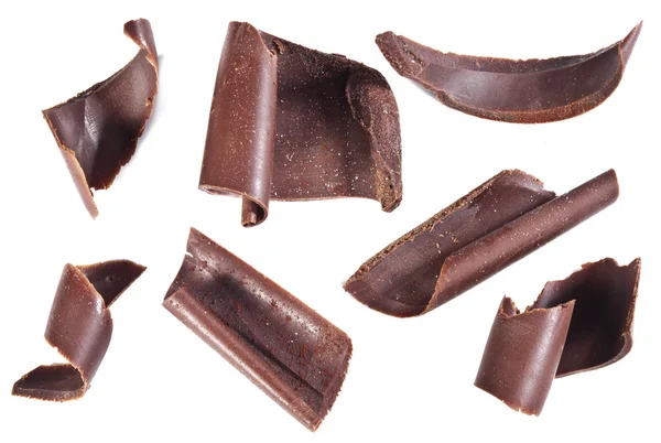 Τσιπ σοκολάτας απομονωθεί σε λευκό φόντο. — Φωτογραφία Αρχείου