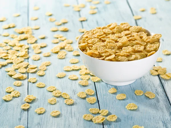 Cornflakes cereal in the white bowl. — Stock Photo, Image