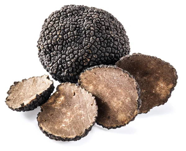 Zwarte truffels geïsoleerd op een witte achtergrond. — Stockfoto