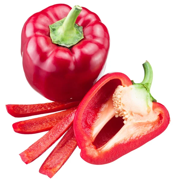 Pimiento rojo aislado sobre fondo blanco. — Foto de Stock