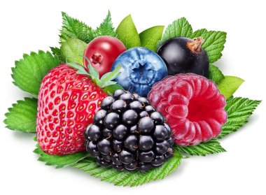 Çilek beyaz zemin üzerinde. Dosyada, kırpma yolları.