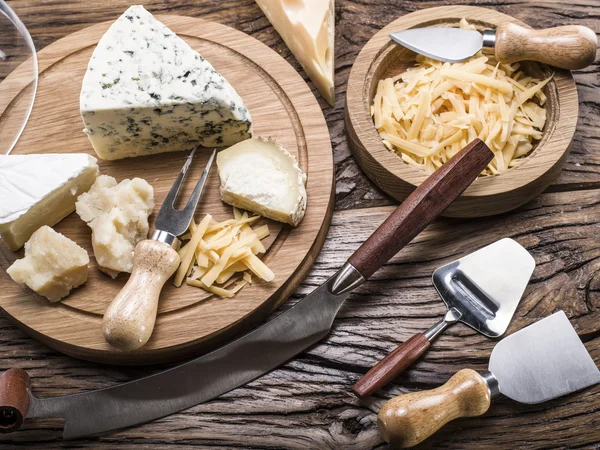 Variety of cheeses. Vintage stiles. — Stock Photo, Image