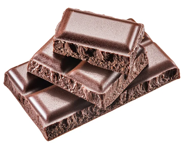 Bitar av choklad bar. Filen innehåller urklippsbanor. — Stockfoto