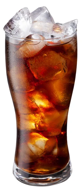 Gekoeld Glas Cola Drank Met Ijsblokjes Geïsoleerd Witte Achtergrond Bestand — Stockfoto