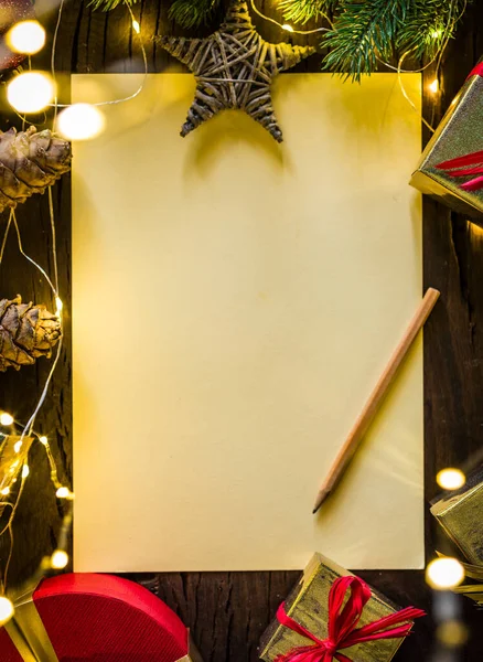 Carta Papel Santa Vacía Decoración Navidad Alrededor Navidad Año Nuevo — Foto de Stock