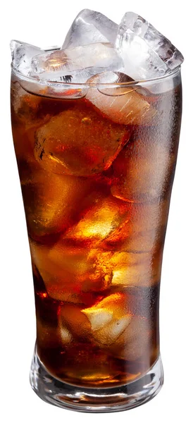 Ein Gekühltes Glas Cola Mit Eiswürfeln Auf Weißem Hintergrund Datei — Stockfoto