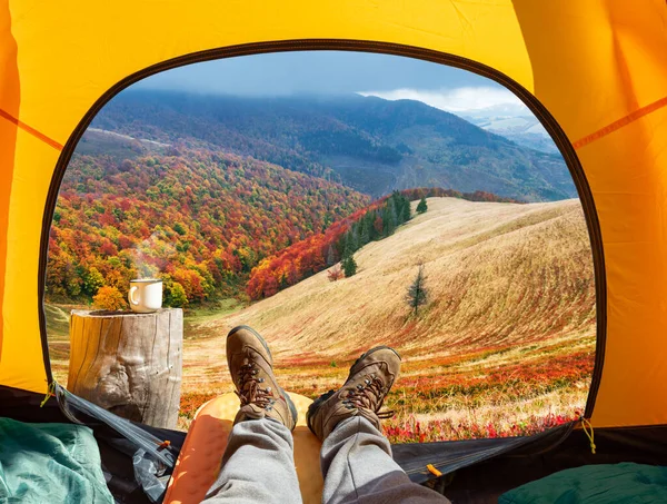 Nádherný Výhled Přírodu Otevřeného Vchodu Stanu Krása Romantické Trekking Kempování — Stock fotografie