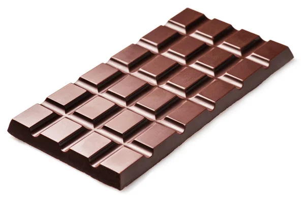 Barra Chocolate Escuro Isolado Fundo Branco Comida Doce Feita Cacau — Fotografia de Stock