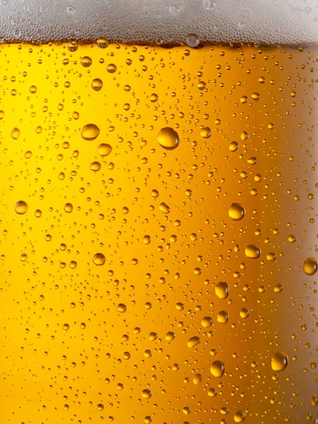 Verre Bière Refroidi Gros Plan Petites Gouttes Eau Sur Surface — Photo