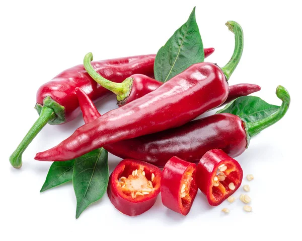 Verse Rode Chili Peper Dwarsdoorsnede Van Chili Peper Met Zaden — Stockfoto